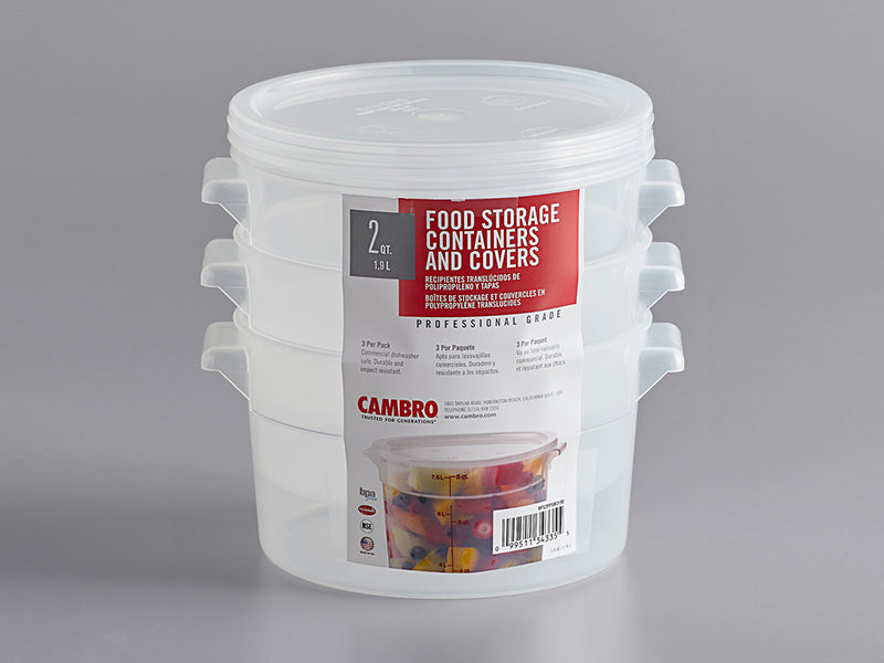 Cambro 2 qt. Food Storage Containers and Covers 3 ct. Set EACH