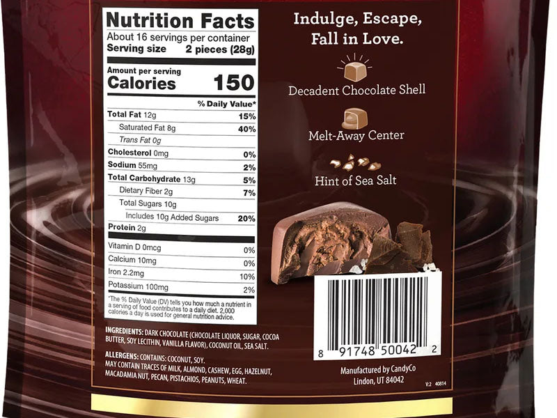 Utah Truffles Dark Chocolate with Sea Salt Truffles, 32 ct. bag EACH
