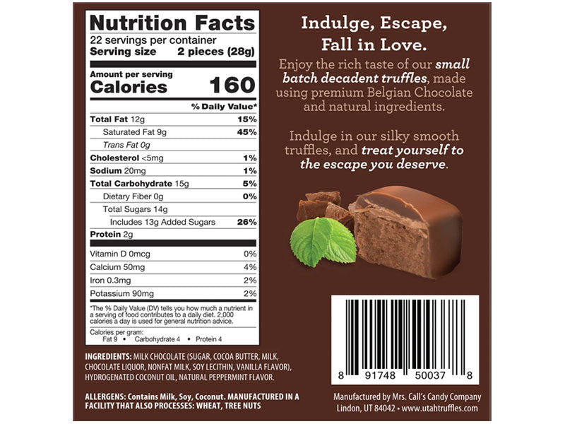 Utah Truffles Milk Chocolate Mint Truffles, 32 ct. bag EACH