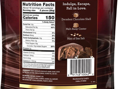 Utah Truffles Dark Chocolate with Sea Salt Truffles, 32 ct. bag EACH