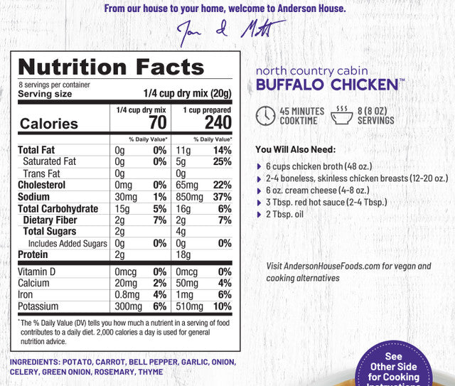 Frontier Soups North Country Cabin Buffalo Chicken Soup Mix, 6 oz. bag EACH