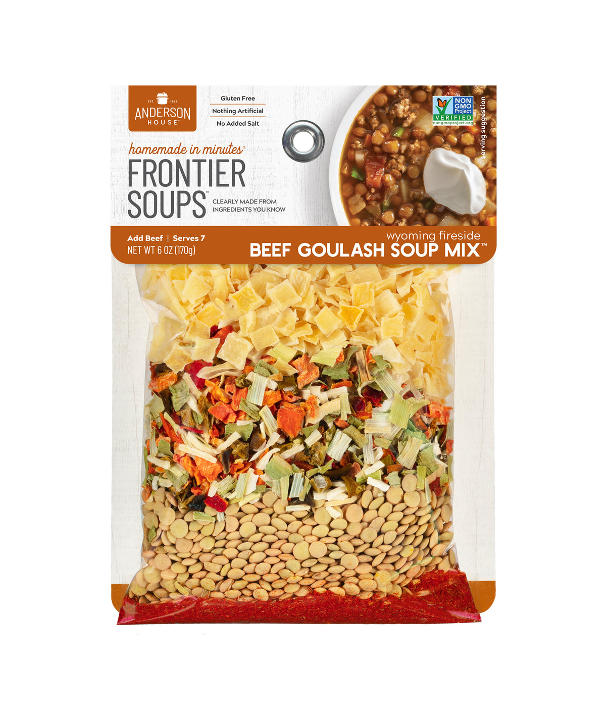 Frontier Soups Wyoming Fireside Beef Goulash Soup Mix, 6 oz. EACH