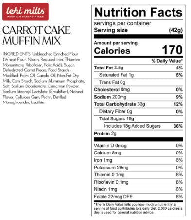 Lehi Mills Carrot Cake Muffin Mix, 18 oz. box EACH