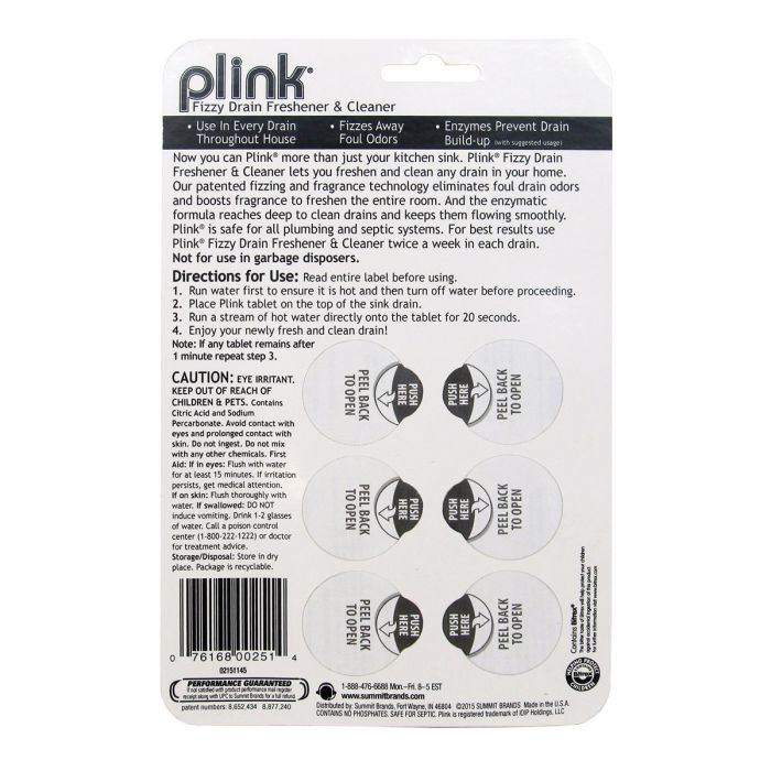 Plink Fizzy Drain Freshener & Cleaner, Fresh Lemon, 6 Uses EACH