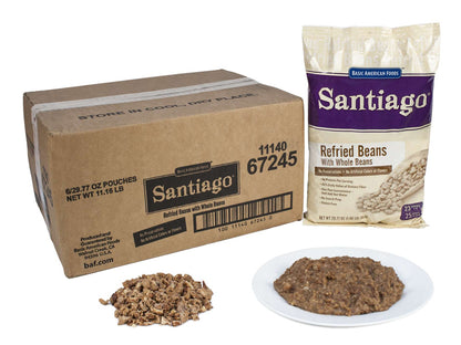 Santiago Refried Beans W/Whole Bean 29.77 oz. Bag EACH